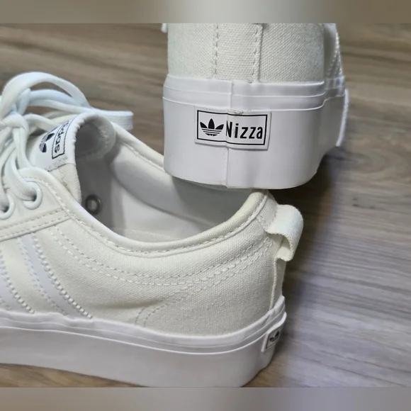 Adidas Nizza Women's White Canvas Platform Sneakers - Picture 5 of 8
